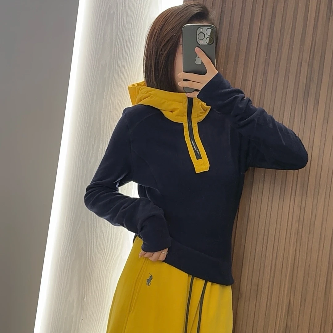 【叠穿王】24新连帽插肩袖磨毛德绒修身套头衫