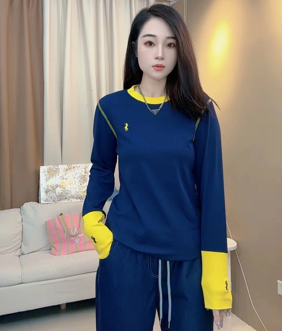 【调色师】长袖女士秋季T恤时尚圆领休闲百搭秋款打底衫