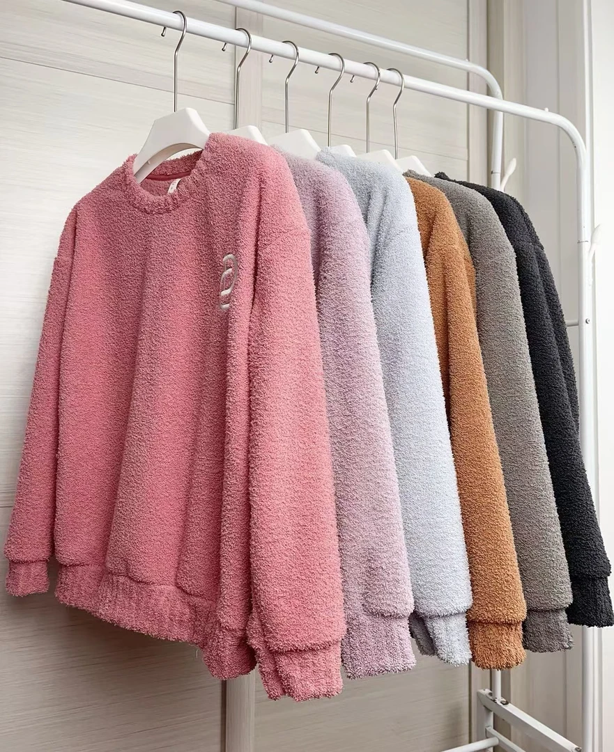 新款睡衣男女同款秋冬加绒加厚家居服半边绒可外穿秋冬套装