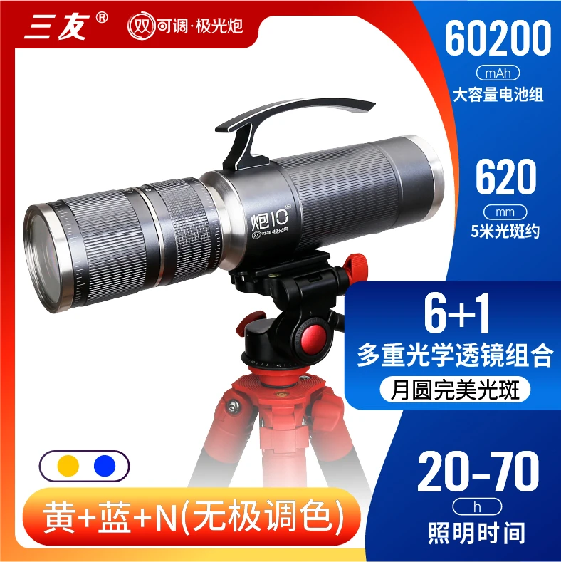 三友炮10max双可调极光炮 抛竿不准流水13米内手竿作钓饵灯黄光