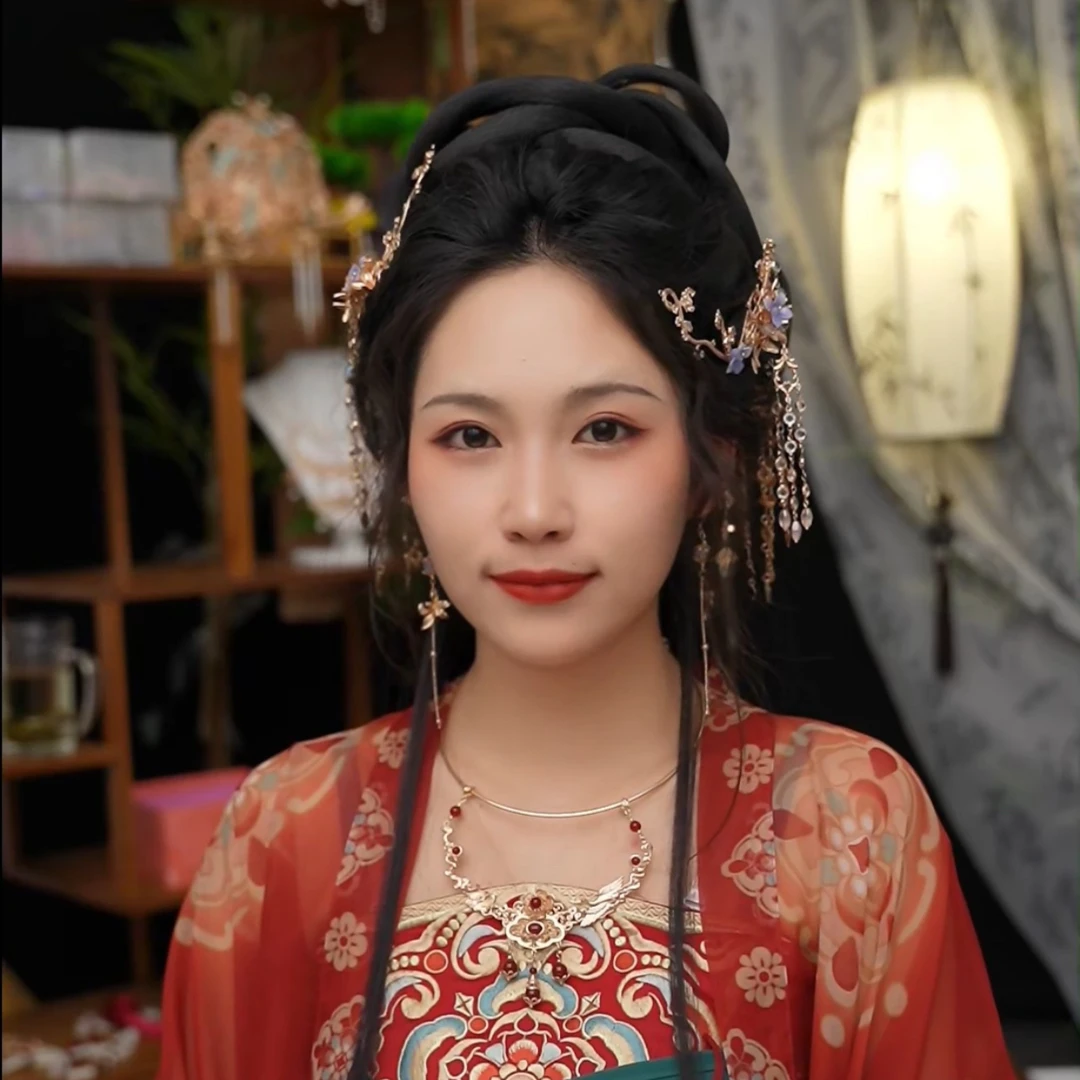 锦簪阁锦紫纯铜高保色锆石流苏发夹热缩花材质百搭花神造型