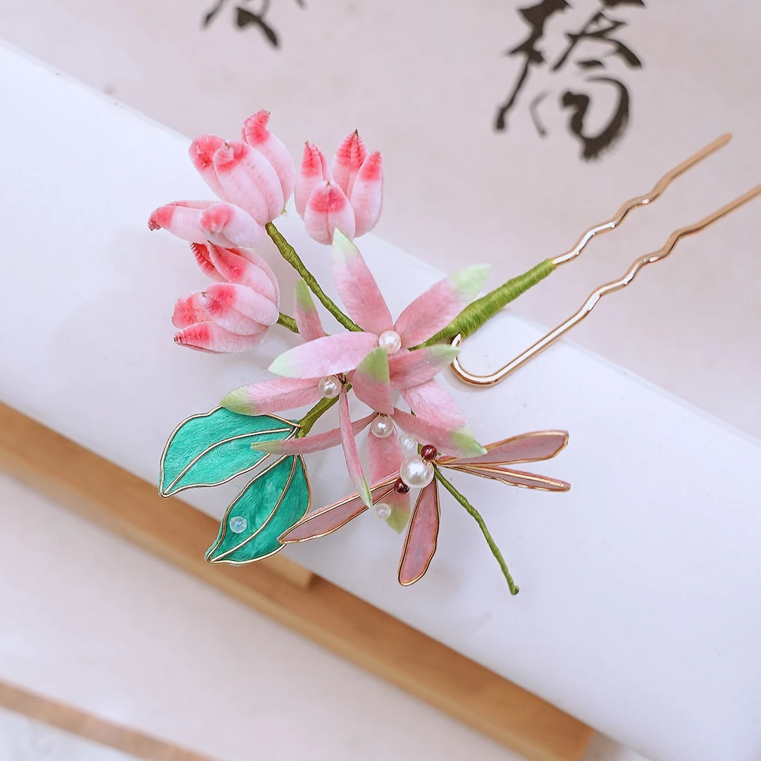 锦簪阁原创蚕丝绒花百搭非遗饰品绒花头饰古风饰品