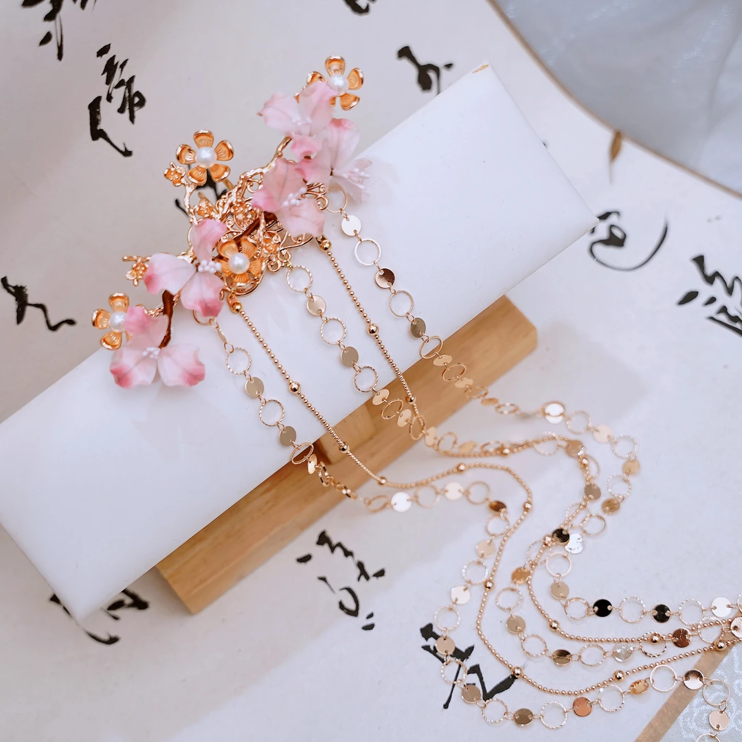 锦簪阁原创绒花后压非遗绒花原创古风饰品