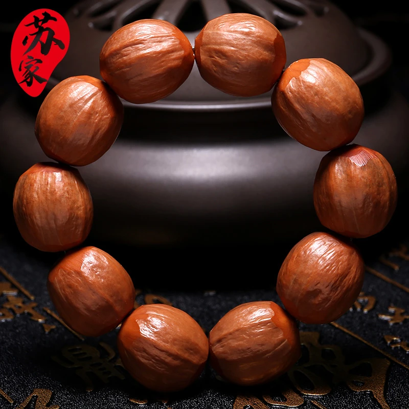 橄榄核手串 天然原皮素珠正圆2.0大籽老油核原籽手工文玩橄榄胡男