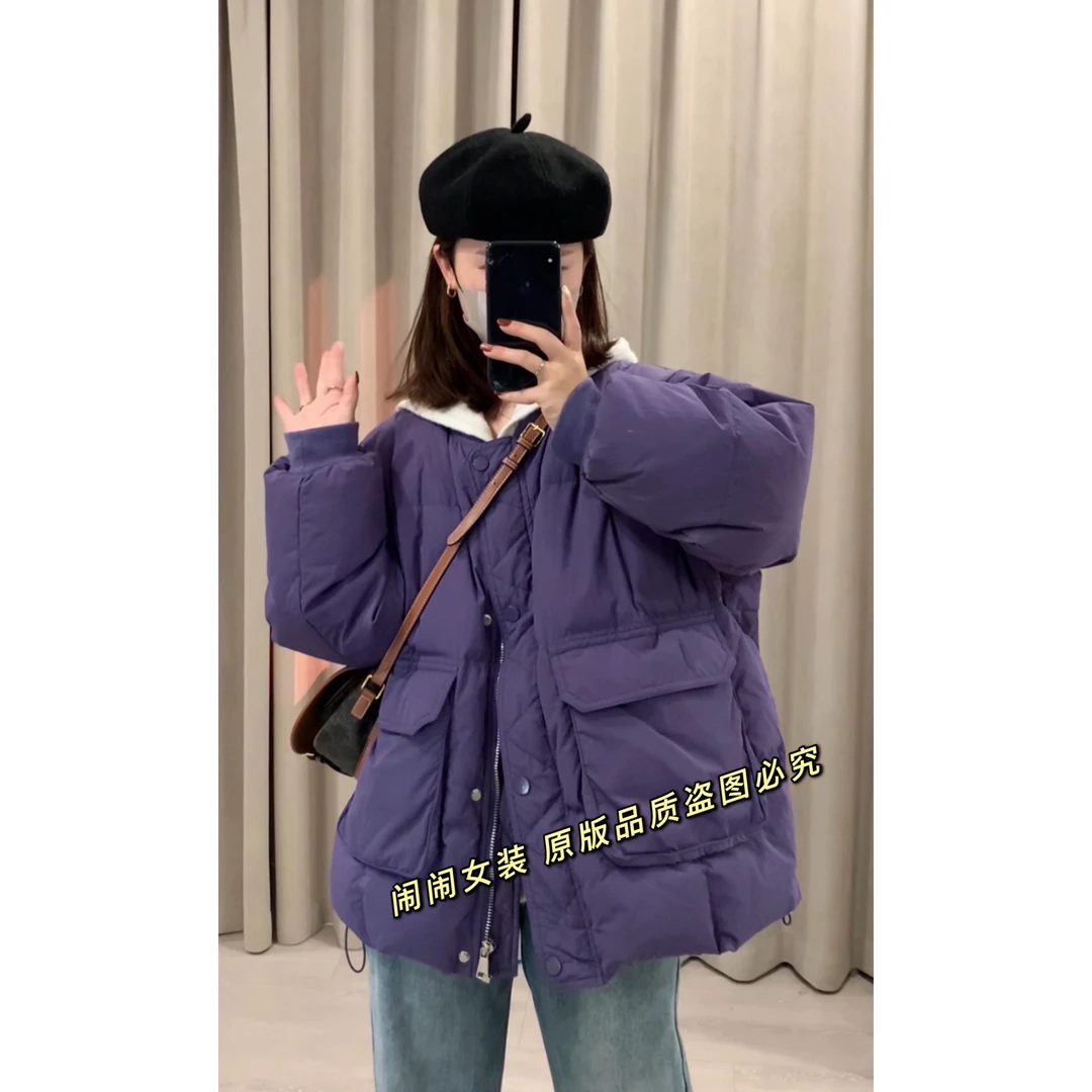Naonao～韩系大口袋圆领羽绒服外套