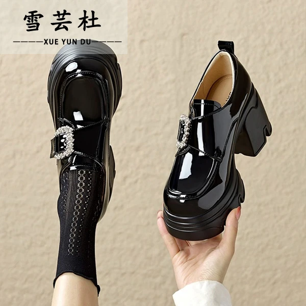 雪芸杜英伦风厚底乐福鞋女外穿2025秋季新款小众时尚百搭小皮鞋