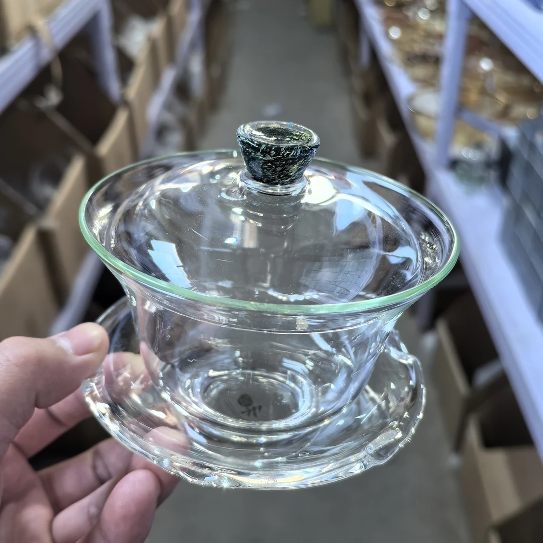 【小二坊】绿金盖碗三才盖碗1037