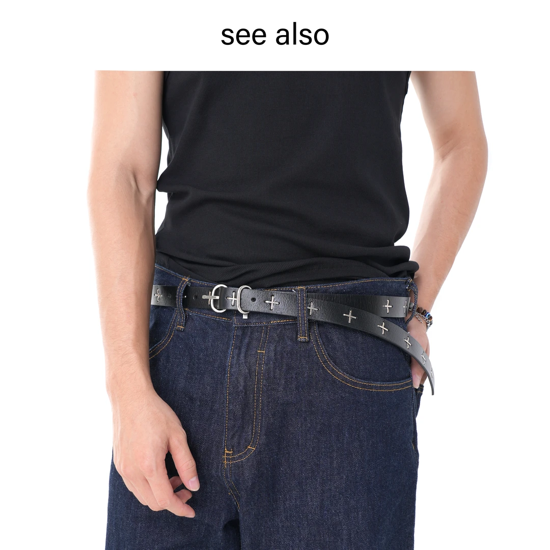 SEE ALSO 头层牛皮 暗黑高街复古十字百搭腰带男女款LD3964