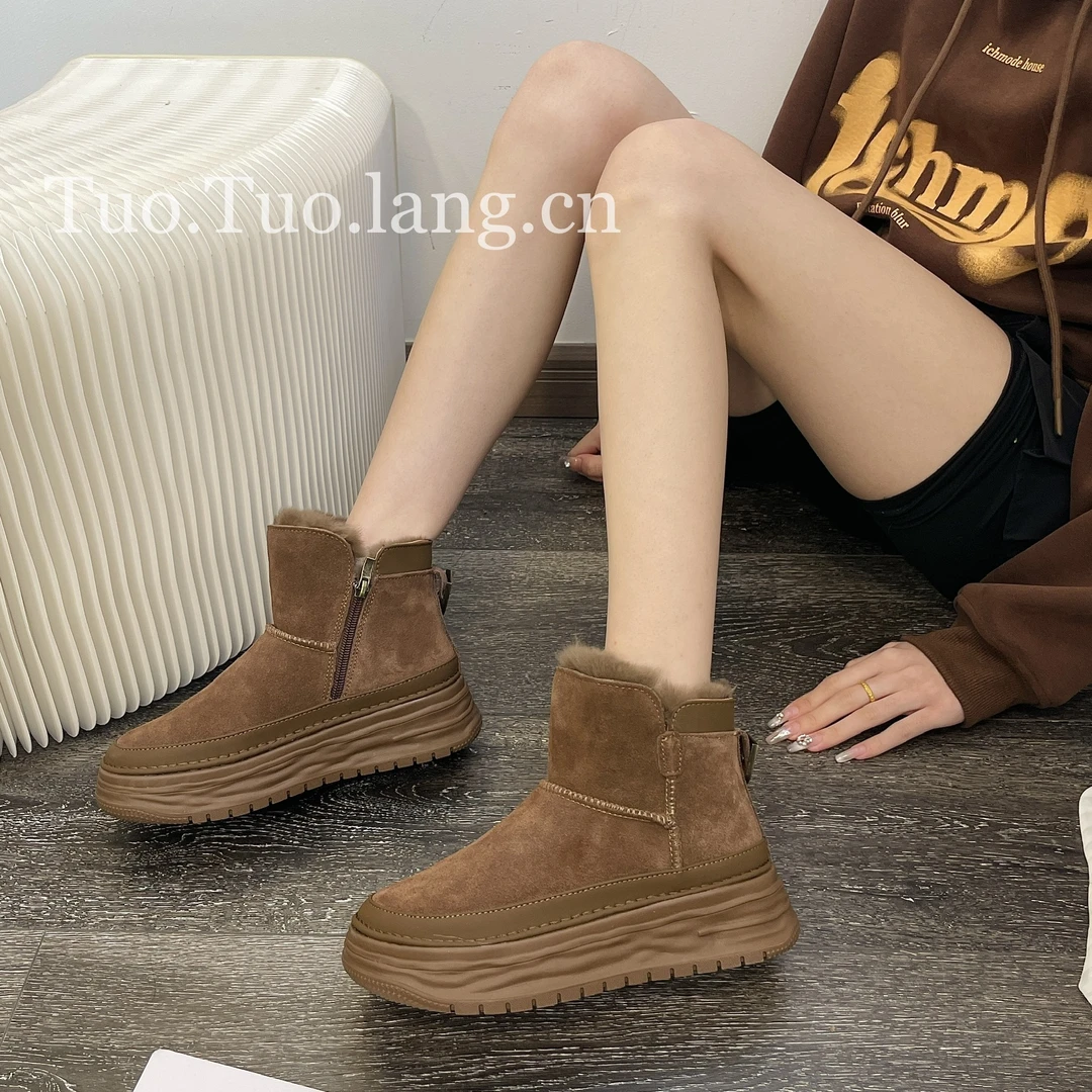 雪地靴女2023冬季加绒加厚底防滑东北雪地靴棉鞋百搭时尚保暖短靴