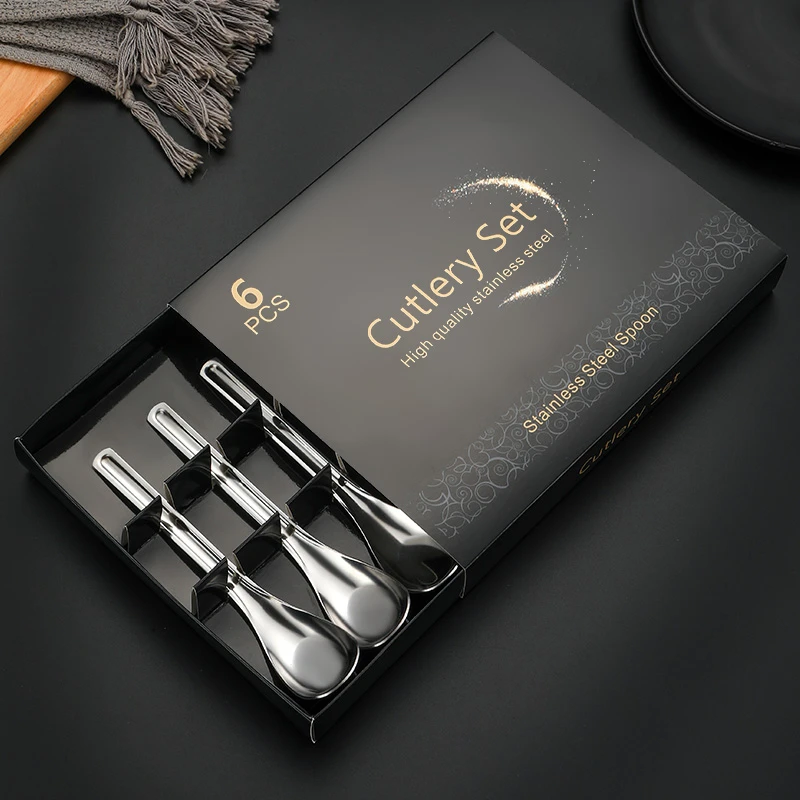 【6支装】不锈钢元宝勺礼盒家用勺子套装