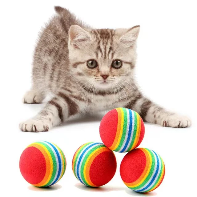 猫咪玩具彩虹球微弹力球逗猫静音球EVA小球宠物自嗨玩具宠物用品