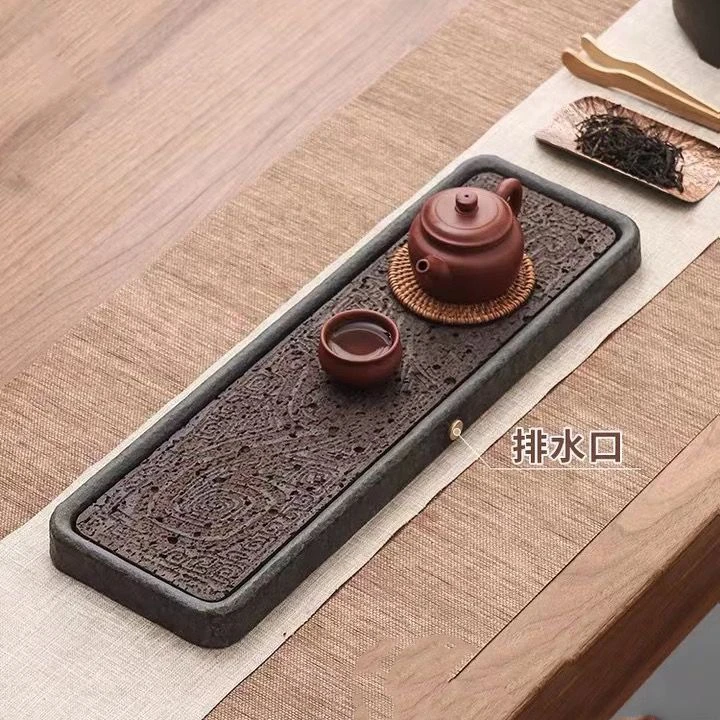 乌金石日式壶承干泡台功夫茶具家用托盘小茶储水排水茶盘简约泡盘