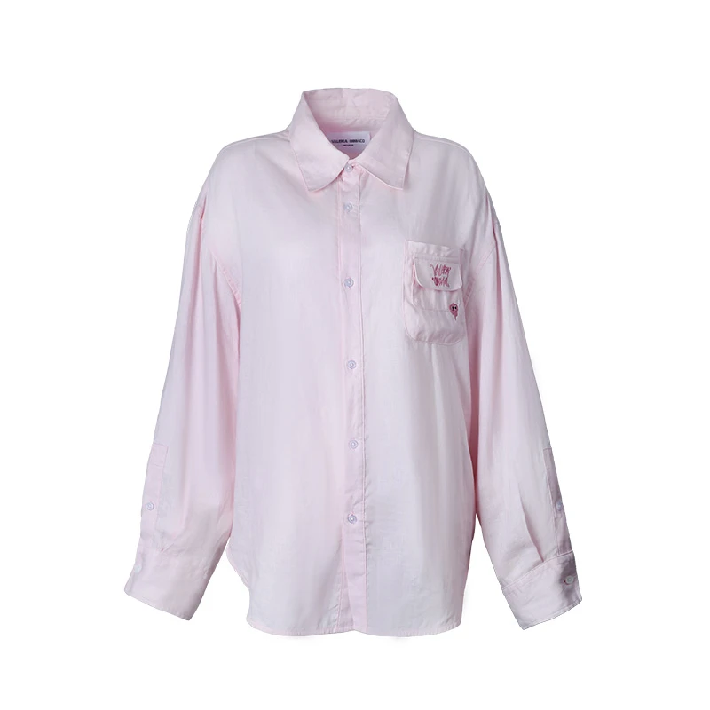 VALERIAOBBACO/瓦莱丽娅 奥贝科宽松时尚百搭玩趣亚麻衬衫女士