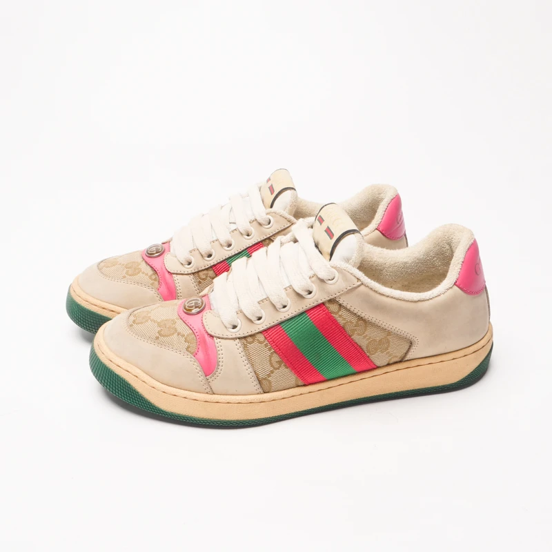 95新 GUCCI/古驰 34/ 36/36.5/37/37.5/39/粉尾脏脏鞋