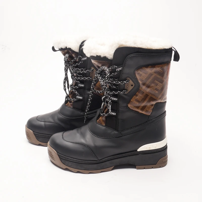 99新 FENDI/芬迪 37/老花拼接雪地靴