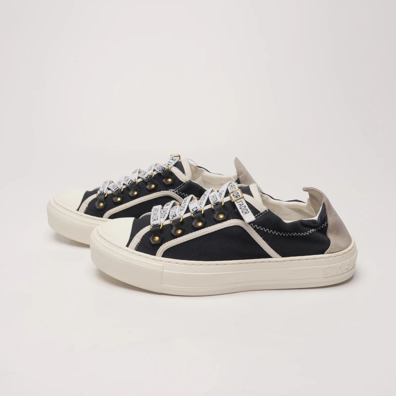 95新 Dior/迪奥 37.5/黑白拼接满印板鞋