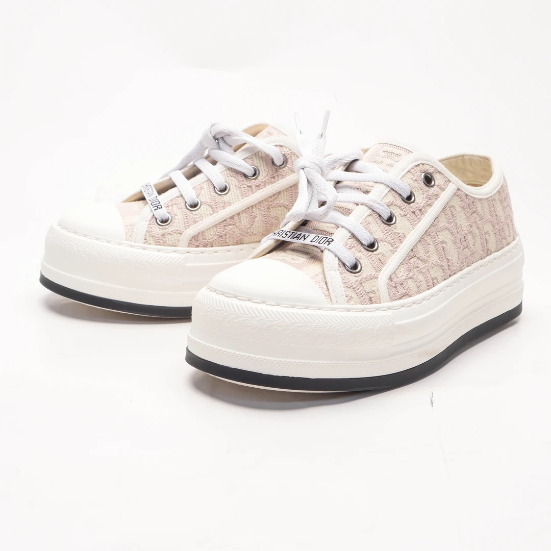 95新 DIOR/迪奥 /35.5/粉色满印厚底鞋