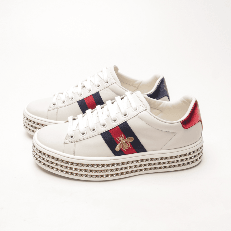 95新 GUCCI/古驰 36/小蜜蜂厚底板鞋