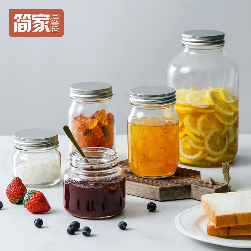 日本进口玻璃密封罐食品级泡菜罐蜂蜜腌菜罐坛子带盖零食收纳罐子