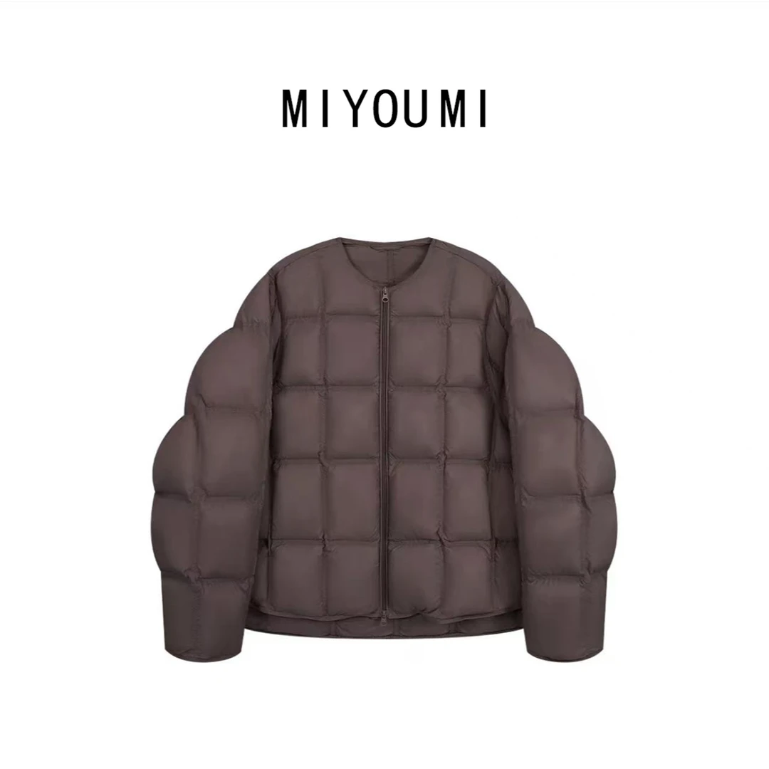 MI YOU MI 2024冬季休闲百搭纯色格子羽绒服 2408D3311