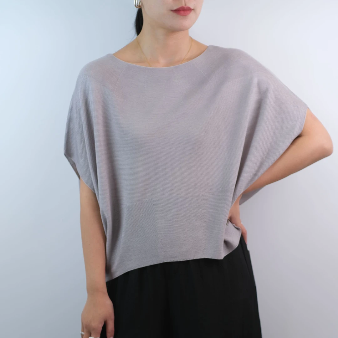 100%桑蚕丝斗篷式优雅宽松短袖针织衫蝙蝠衫遮肉显瘦HZ-S3561