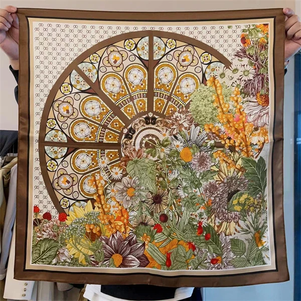 Qiantang Story/钱塘故事 花卉之窗 14姆米方巾 70*70CM
