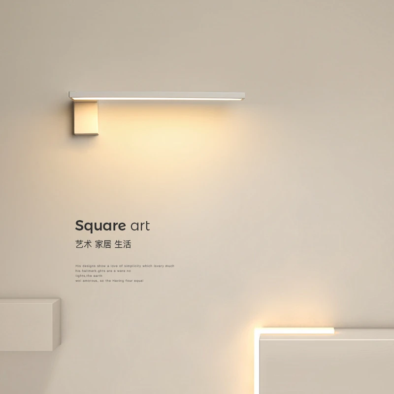 长条现代简约LED壁灯中山灯具创意过道背景墙卧室床头灯感应镜前