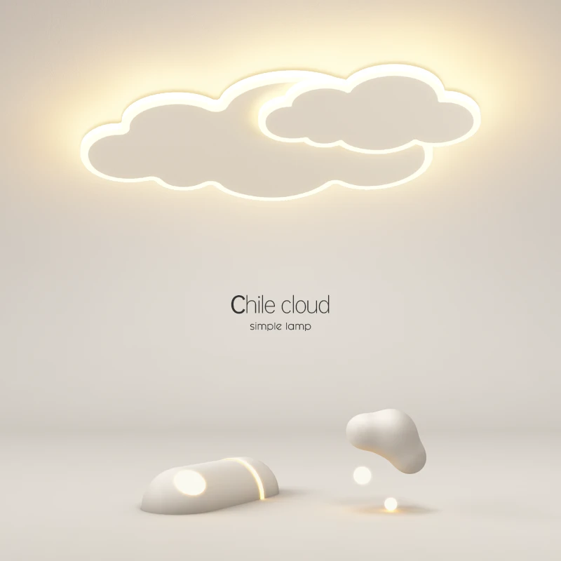 儿童房全光谱简约现代创意云朵中山灯具房间卧室灯极简主卧吸顶灯