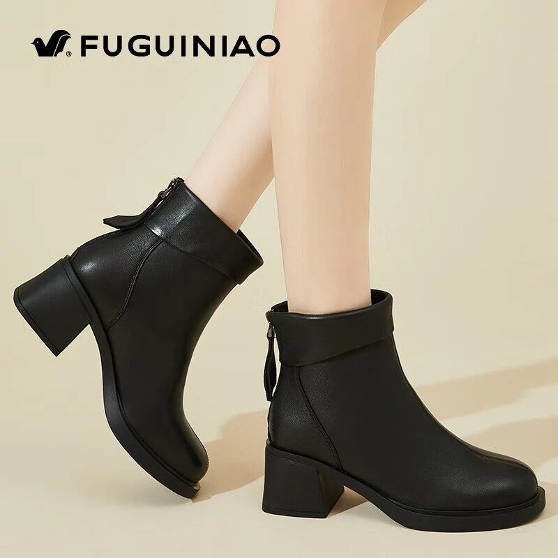 马丁靴女2023冬季新款百搭加绒短筒中跟舒适软底女靴