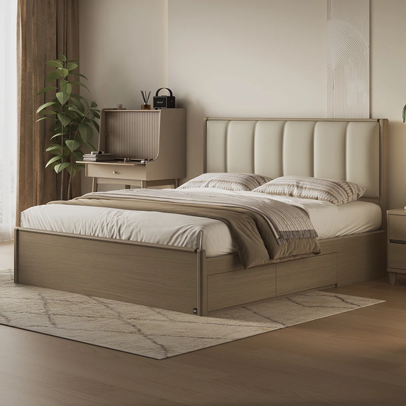 【顾家木艺 】实木高箱储物床白蜡木双人婚床简约风箱体床PT8015B