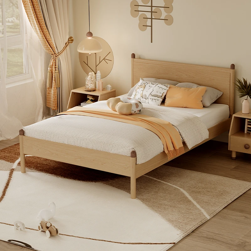 顾家木艺胡桃木全实木床儿童床小户型男生女孩单人床8074B（床架）