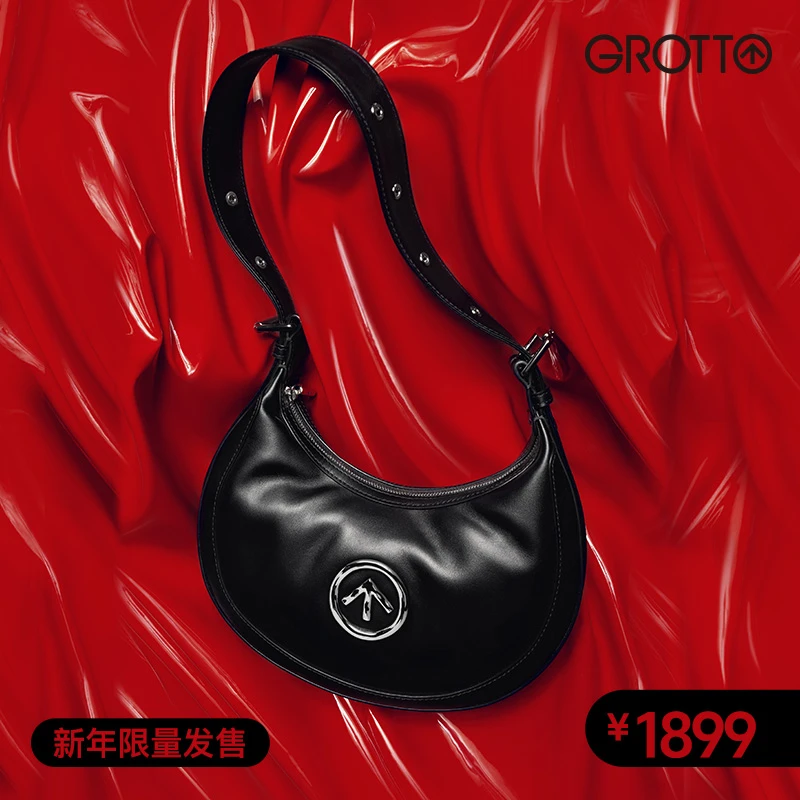 GROTTO个乐全新龙年穿搭Luna Hobo新月包时尚单肩斜挎腋下包