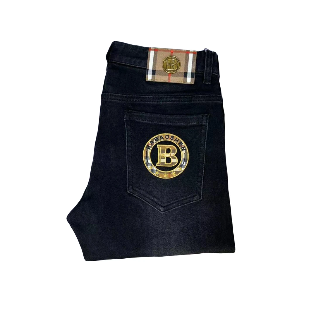 黑金牛仔裤轻奢百搭秋冬新款男士时尚修身弹力男款潮流牛仔设计师