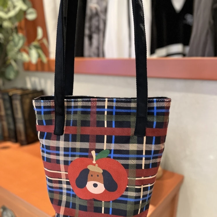 帆小包秋冬感格纹单肩包小众设计高级感水桶包休闲百搭通勤