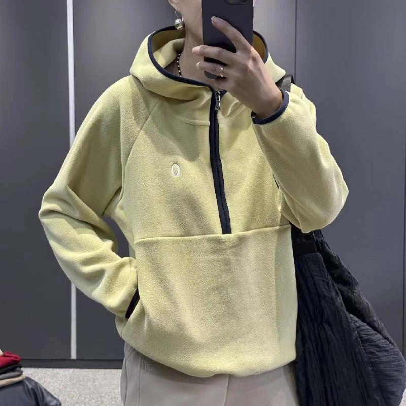 6951太谷休闲时尚简约宽松百搭澳利绒连帽拉链上衣秋冬