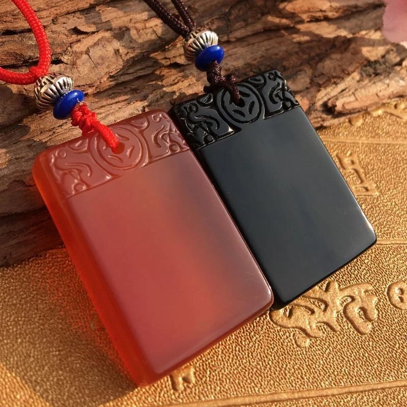 时尚红玛瑙平安无事牌吊坠 红玉髓吊坠男女款玛瑙玉佩挂件