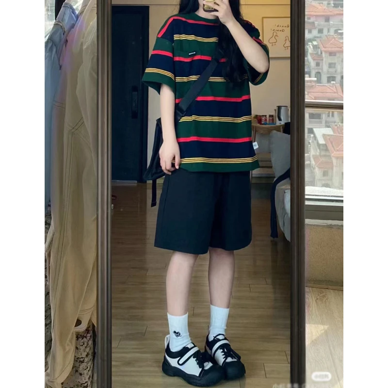 短裤女夏宽松韩版跑步运动高腰休闲裤大码黑色外穿学生热裤五分裤
