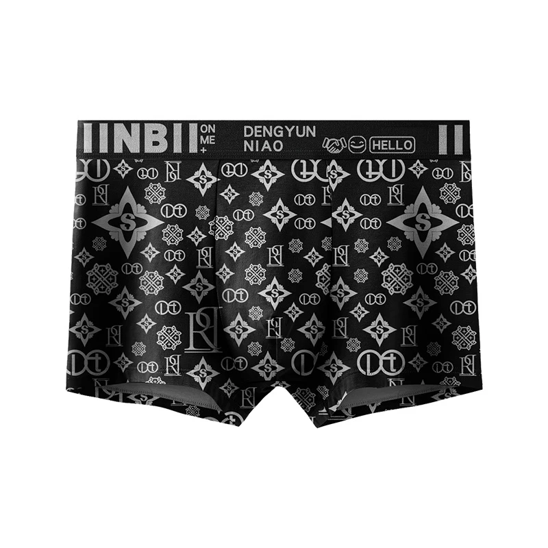 潮流男士四角裤舒适透气大码中腰牛奶丝运动青少年平角裤裤头青年