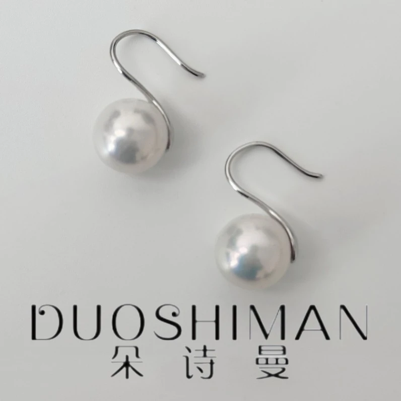 设计款高跟鞋 11-12mm 珍珠耳坠  S925银 天然珍珠 珍珠耳钉