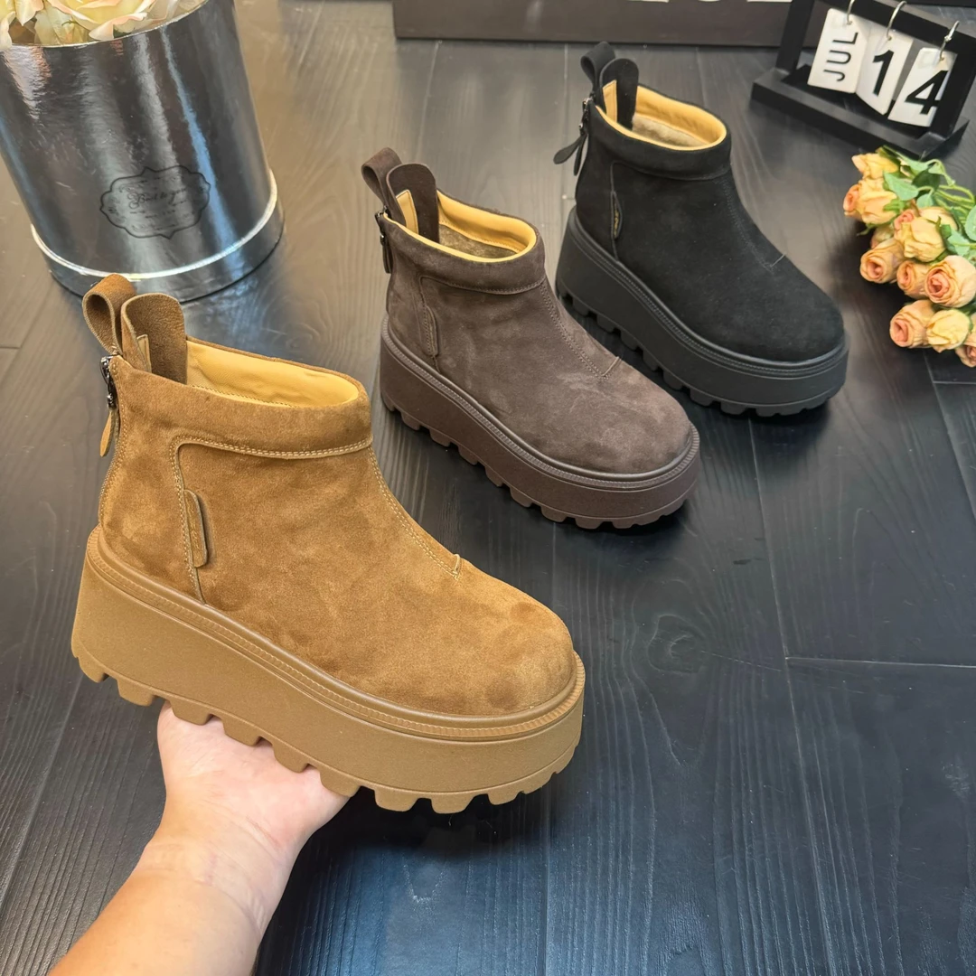 千之恋【保暖搭子】现货增高7CM2025冬季新款百搭厚底气质女鞋8315