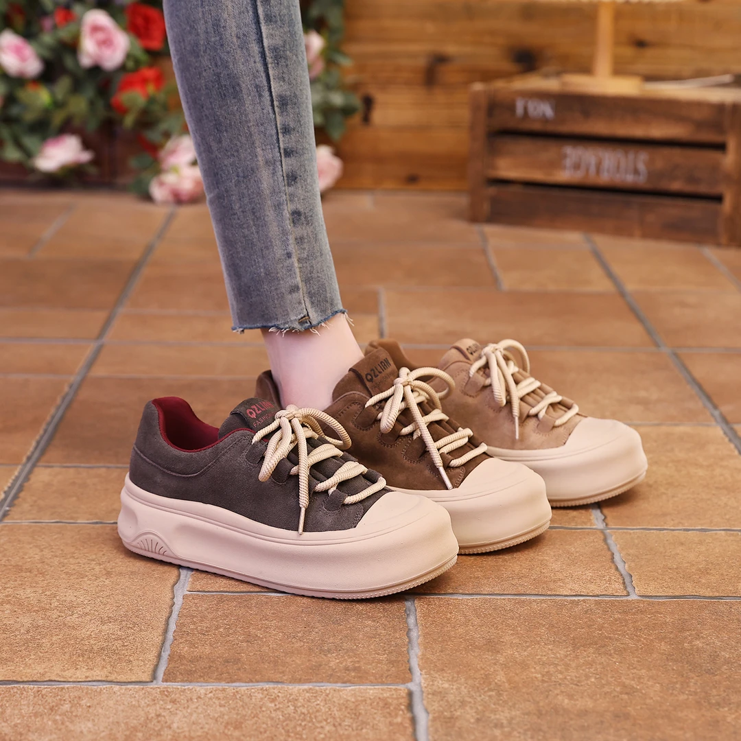 千之恋现货增高5CM2024秋季新款复古雅丹百搭高级感气质女鞋5055