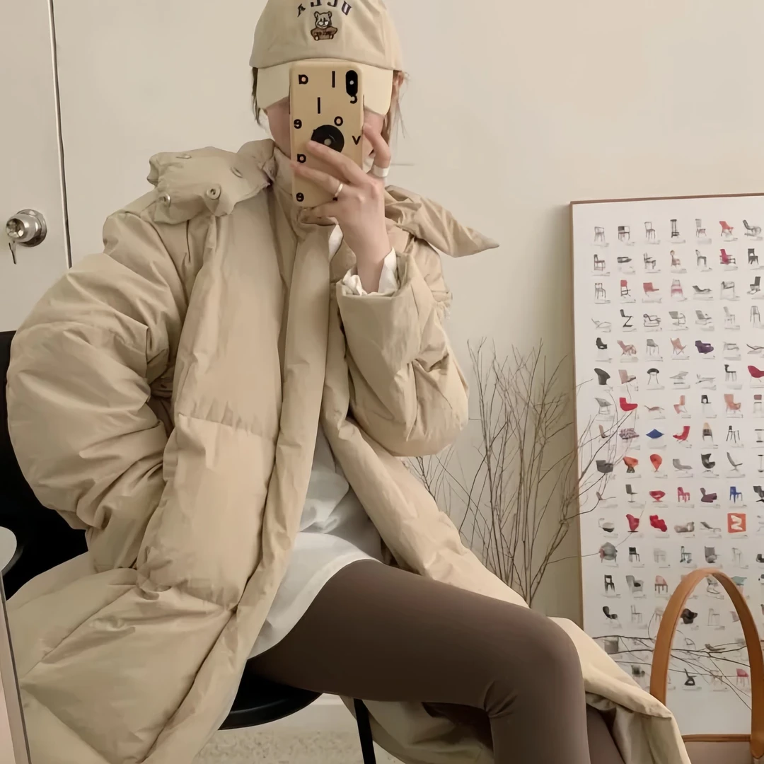 羽绒服2024年新款超长款过膝韩版宽松加厚白鸭绒冬季洋气外套