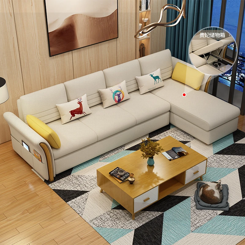北欧小户型沙发床可折叠两用布艺沙发简约现代客厅