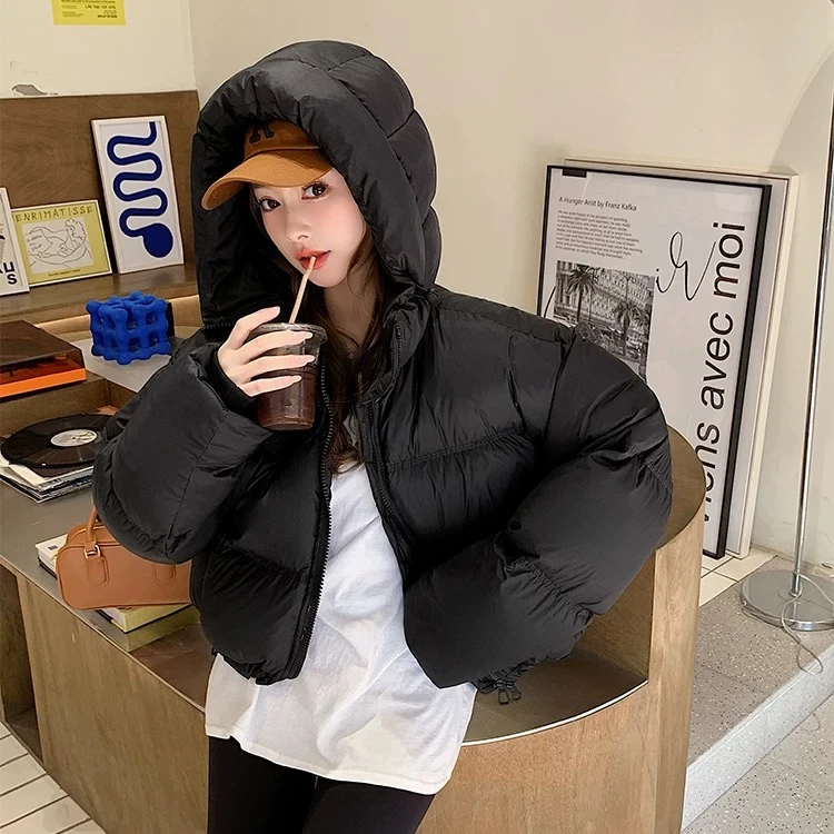 新款90白鸭绒连帽拉链设计面包服