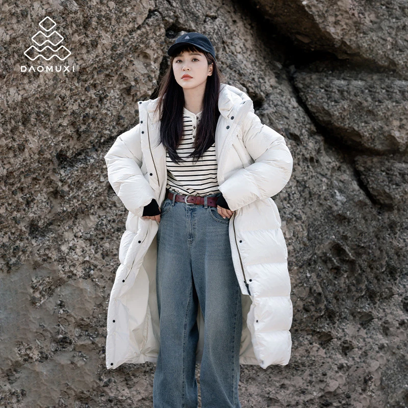 道木熙【官方】白色羽绒服男女长版新款冬95白鸭绒加厚过膝外套1025