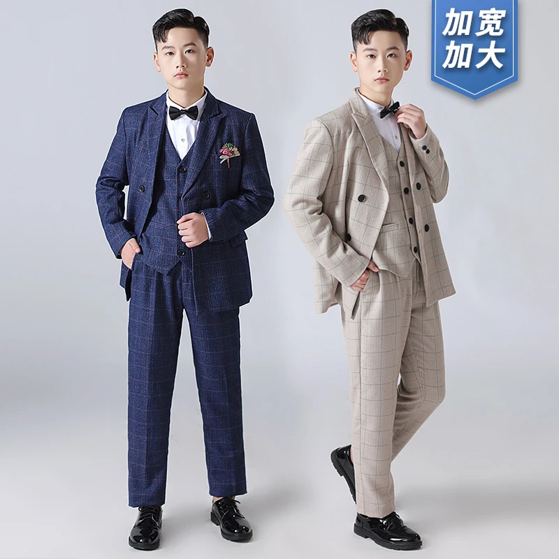 2024加肥加大码西装男童胖版西服外套花童胖童主持人钢琴演出礼服