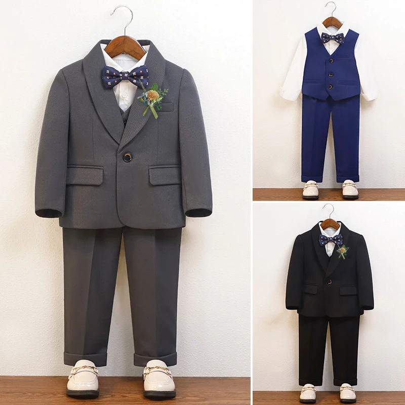 2024男童小西装三件套帅气外套英伦西服儿童生日周岁花童演出礼服