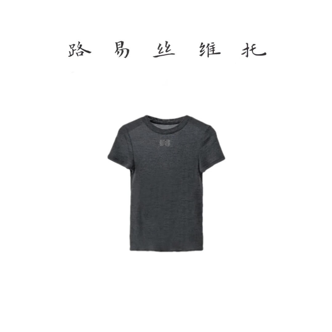 【魅力磁场有钻】冰丝圆领女人味修身短袖打底柔软T恤百搭夏季简约