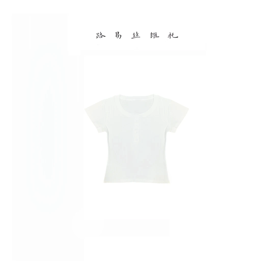 【4扣】2024新款时尚圆领纯色T恤简约百搭女夏季修身显瘦设计