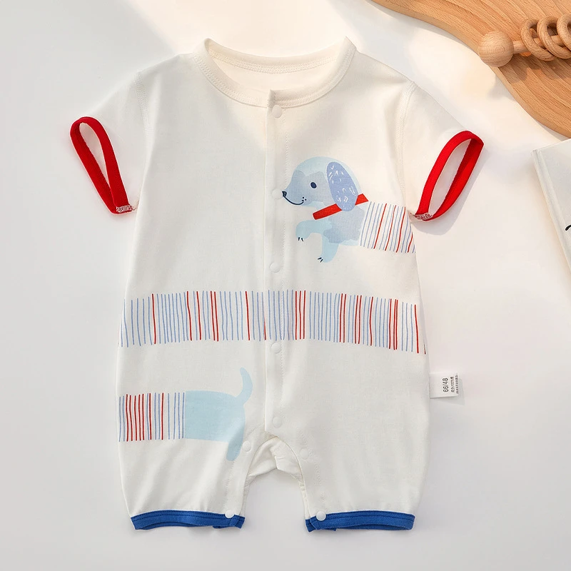 爬服夏季薄款连体衣婴幼儿夏装春季睡衣0-6月男宝宝婴儿衣服贴身